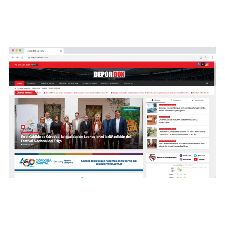 Deporte box Screenshot Web
