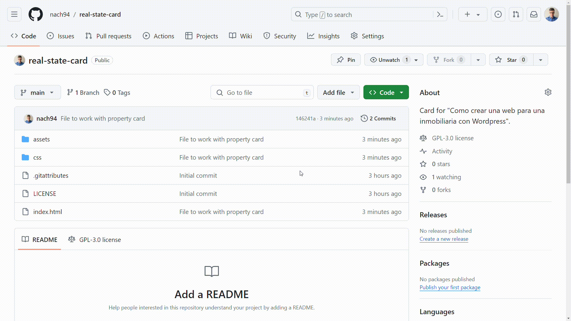 Github nach94 real state card card for como crear una web para una