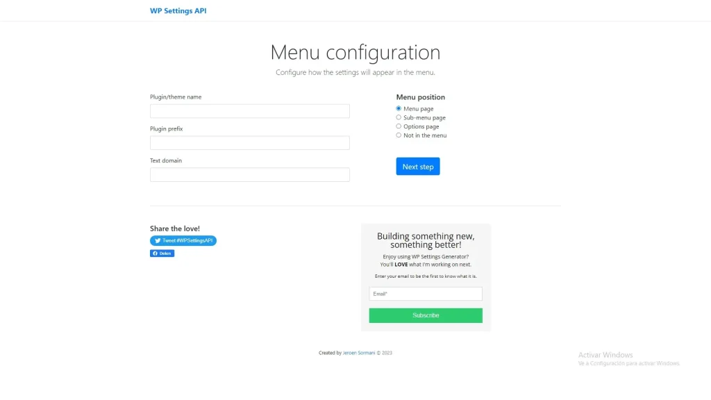 WP Settings API Screenshot